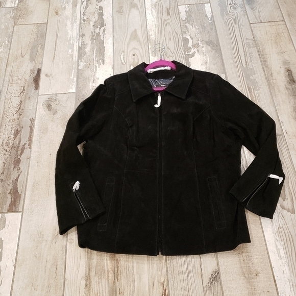 dennis basso Jackets & Blazers - DENNIS Basso XL Black Suede Leather jacket